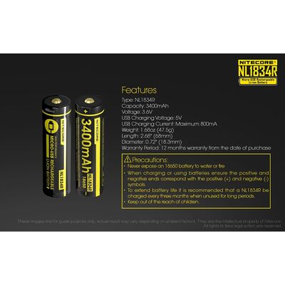 ΜΠΑΤΑΡΙΑ NITECORE 18650 / 3400mAh/Micro USB